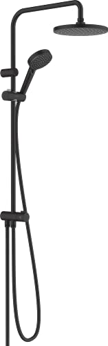 Hansgrohe Vernis Blend Sistema de ducha con termostato 200, 1 tipo de chorro Reno Ahorro de agua, negro mate, 26099670