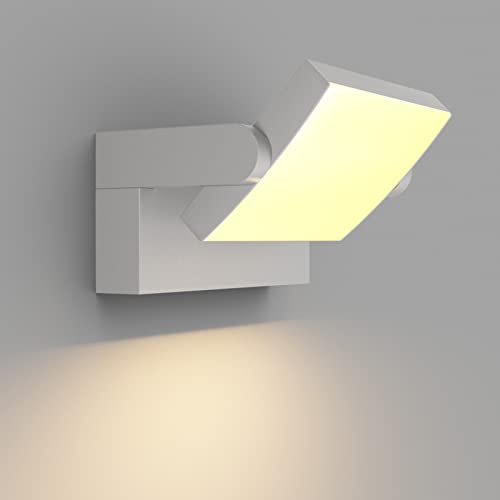 Klighten Aplique de Exterior/Interior LED 24W Impermeable IP65 Lámpara de Pared Ajustable, Luz de pared Moderno para Terraza Pasillo Entrada, 1500 Lumen, Gris Claro, Blanco calido 3000K