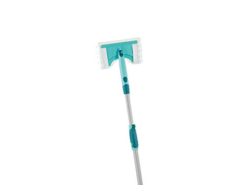 Leifheit Mopa para limpiar azulejos Flexipad con palo telescópico de 65-110 cm, mopa extensible con articulación de 360°, adecuada para grifos, Color Verde, pack de 1 unidad