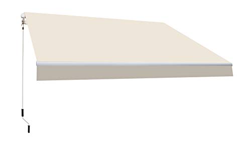 SmartSun Classic Toldo Completo 4x2,5m Color Crudo Lona poliéster. Estructura de Aluminio. Regulable en inclinación. Manivela incluida. Toldo terraza, Jardin, Balcon
