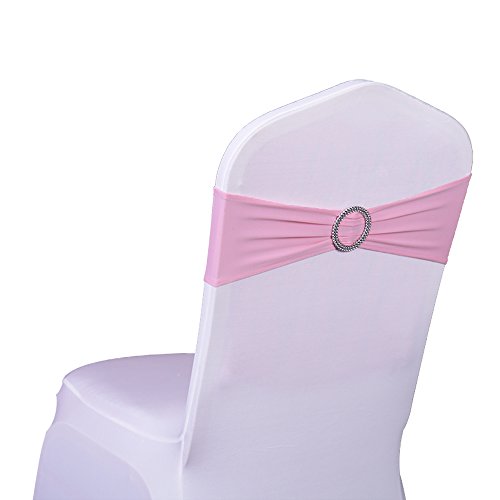 SINSSOWL 100 fundas elásticas elásticas de elastano para sillas de bodas, fiestas, decoraciones, sillas, color rosa
