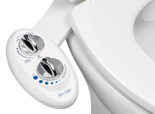 Luxe Bidet Neo 120 - Self Cleaning Nozzle - Fresh Water Non-Electric Mechanical Bidet Toilet Attachment (white and white)