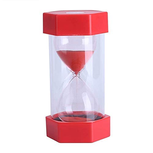 Cristal de Arena de Vidrio Reloj de Arena 3/10/20/30/60 Minutos Temporizador Reloj Decoración de la Oficina en Casa Regalo(30 Minutos Rojo)