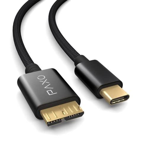 0.5m Nylon USB C-Micro USB 3.1 (USB 3.0) Cable de Disco Duro, 5Gbit/s, Cable de Disco Duro USB, Cable de Datos, Cable de Carga Negro, USB C Macho a Micro B Macho
