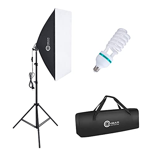 OMBAR Softbox Iluminacion Kit Fotografia con 1 Softbox 50×70cm y1 Bombilla de Luz 135W 5500K E27 y 1 Bolsa de Transporte, para Videos de Retrato de Estudio, Luz para Estudio Fotográfico Profesional