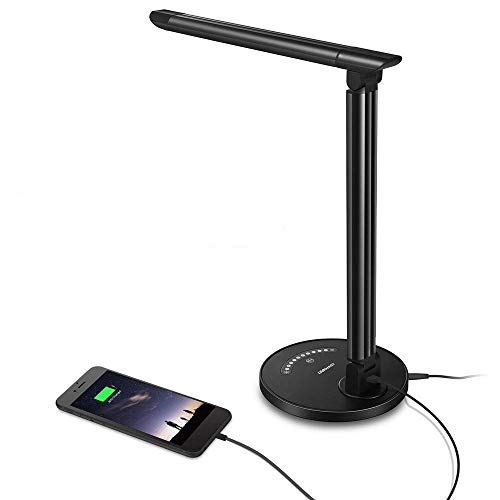 EBYPHAN Lámpara de Escritorio LED, Lámpara de Mesa Moderna, Luz de Escritorio Adjustable con USB Carga Puerto ( 7 Niveles de Brillo, 5 Modos, Control Táctil, 12W )