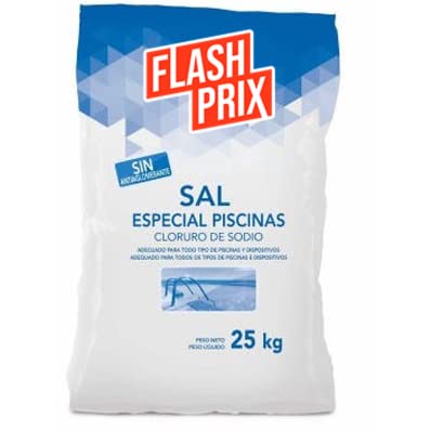 FlashPrix Sal para Piscinas, Marina Húmeda, Ideal para Mantener Agua Clara y Limpia, 25Kg