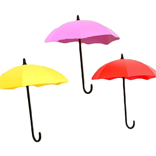 Elenxs 3 Unids Colorido Paraguas Gancho De Pared Clave del Pelo Pin Titular Organizador Decorativo Colgador Pothook