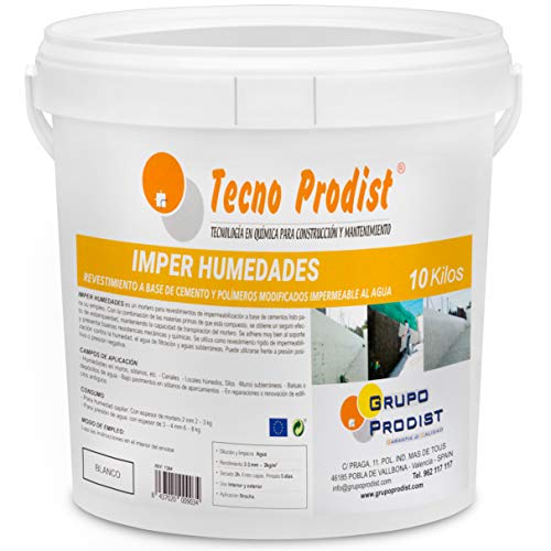 IMPER HUMEDADES de Tecno Prodist (10 Kg) Mortero para revestimiento de Paredes. Impermeabilización. Tratamiento humedades muros, sótanos, etc. Impermeable al agua, fácil de usar