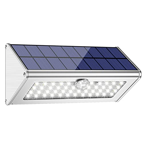 Licwshi Luz Solar Exterior 4 Modos Luces LED Solar Exterior con Sensor de Movimiento 4500mAh, IP65 Impermeable Focos Solares para Exterior Aplique Lampara Solar para Exterior Jardin