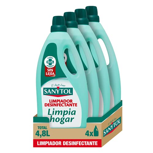 Sanytol – Botella Desinfectante Limpiahogar, Elimina Bacterias, Hongos y Virus Sin Lejía, Perfume Eucaliptus - Pack de 4 x 1.200 ML = 4,8L