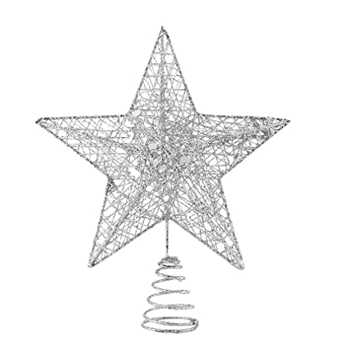 Topper Estrella de Árbol de Navidad ,Topper del árbol de la Estrella, Estrella de Punta de Árbol, Adorno para árbol de Navidad ,Decoración Árbol de Navidad (Plata)