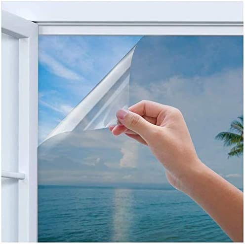 Vinilo Ventana Plata Protector, Película Adhesiva Unidireccional Reflectante para Ventana, Control de Calor Anti UV Bloqueador Solar, Protección de Privacidad, 40x400