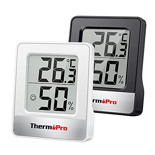 ThermoPro TP49 2 Piezas Mini Termómetro Higrómetro Digital Termohigrómetro de Interior Medidor de Temperatura y Humedad para Medir Ambiente del Hogar