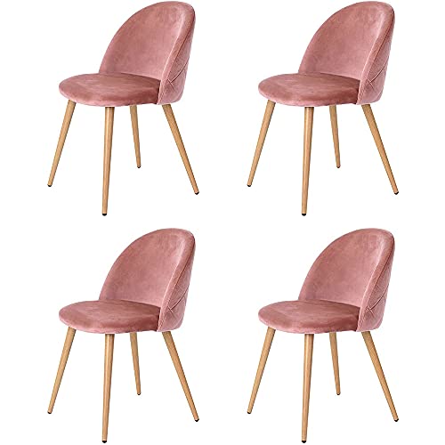 Herbalady un Conjunto de sillas de Comedor de Terciopelo con un diseño Sencillo y Elegante, Que Puede Combinar Perfectamente con tu Comedor, salón o Dormitorio. (Rosa, 4)