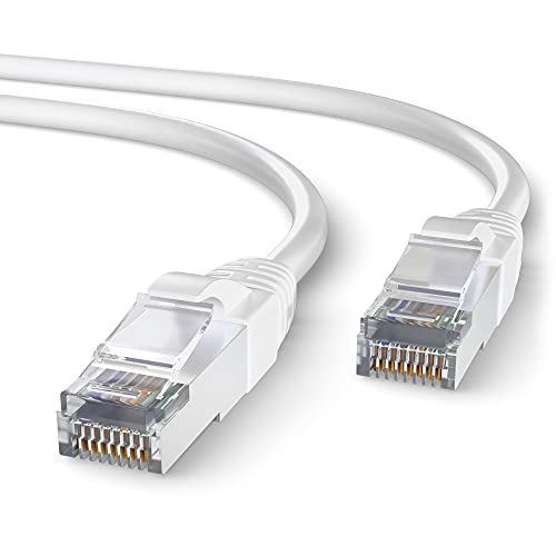 Mr. Tronic 15m Cable de Red Ethernet Trenzado | CAT7, SFTP | Conectores RJ45 | LAN Gigabit de Alta Velocidad | Conexión a Internet | Ideal para PC, Router, Modem, Switch, TV (15 Metros, Blanco)