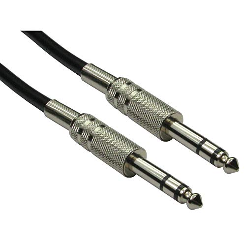 World of Data Cable de audio de 0,5 m, 6,35 mm, macho a macho, núcleo de cobre, estéreo, TRS, 2 unidades