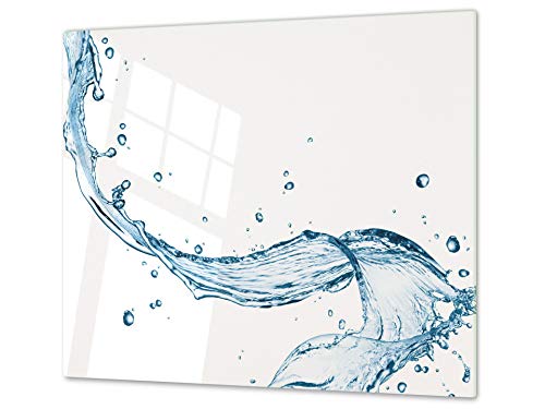 Cubre vitro de cristal templado – Protector de encimera de vidrio templado – Resistente a golpes y arañazos – UNA PIEZA (60 x 52 cm) o DOS PIEZAS (30 x 52 cm); D02 Serie Agua: Agua 12