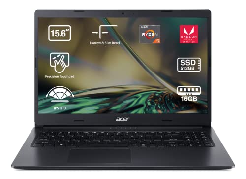 Acer Aspire 3 A315-23 - Ordenador Portátil 15.6” Full HD LED (‎AMD Ryzen 5 3500U, 16 GB RAM, 512 GB SSD, UMA Graphics, Sin SO) Negro - Teclado QWERTY Español