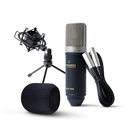 Marantz Professional MPM-1000 - Мicrófono de Condensador con Soporte de Escritorio y Cable XLR, para grabaciones de Estudio, Podcast, Streaming y más