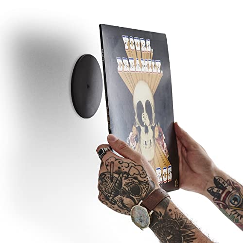 Twelve Inch Original – Soporte invisible de pared para álbum – Para colocar tus discos y fundas de vinilo como decoración de pared – sin marco ni accesorios visibles (negro)