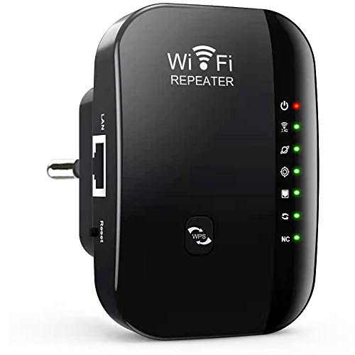 Lvozize Repetidor WiFi, Amplificador WiFi 300Mbps/2.4G Amplificador Señal WiFi Extensor WiFi con Puerto Ethernet Modo Ap/Repetidor Función WPS LED Indicación (Black)