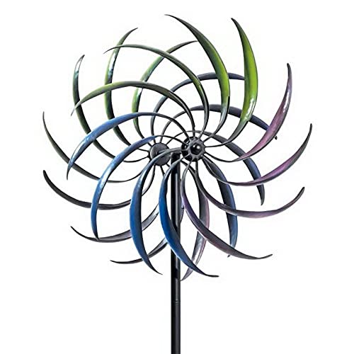 Mimei Molinillo de viento de metal, esculturas cinéticas de viento, hojas de sauce de colores para decoración exterior de fiesta de jardín de jardín de jardín ecológico Friendly