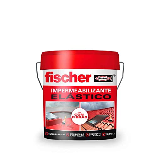 fischer - Pintura impermeabilizante (cubo 5kg) Gris con fibras, resistente al agua y exteriores
