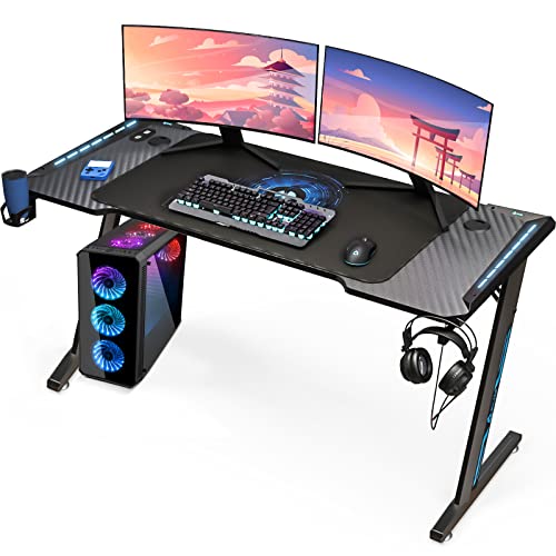 KLIM K140 Gaming Desk - Mesa Gaming de 140 x 60 cm con gestión de Cables y Alfombrilla de ratón XL - Fácil de Montar - Escritorio Gamer de Metal y Madera para Ordenador - GARANTÍA DE 20 AÑOS