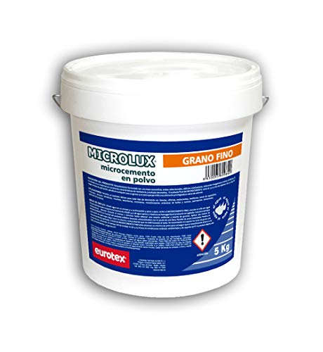 Micrcolux - Microcemento en polvo de grano fino para suelos y paredes, Ideal para decoración de terrazas, fachadas, baños, cocinas - Uso exterior e interior, Color blanco, 5 Kg