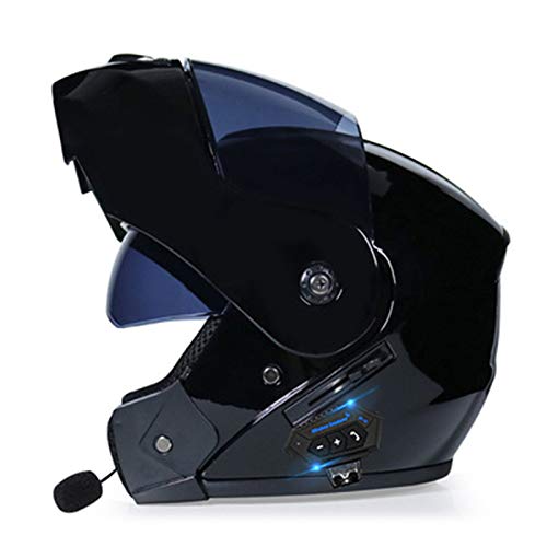 Modular Casco Bluetooth Moto,Casco Moto Abatible con Doble Visera en Integrado,ECE Homologado Unisexo Para Bicicleta Scooter Cascos de Moto Modulares,para Respuesta Automática J,L=59~60cm