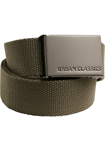 Urban Classics Canvas Belt Black Buckle, Cinturón Unisex adulto, Caqui (Olive) 120 cm