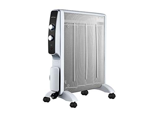 PUR LINE MR2000W Calefactor Radiador Eléctrico Bajo Consumo con Panel de Mica hasta 2000 W Color Blanco con Ruedas y Termostato