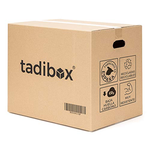Tadibox XL - Pack de 6 Cajas cartón mudanza y almacenaje con Asas - 55x35x40cm - Super Resistentes, de Canal Doble ideales para Embalaje - Fabricadas en España - ECO BOX…