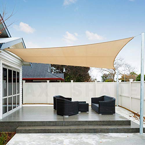 AXT SHADE Toldo Vela de Sombra Impermeable Rectangular 2x4m Protección Rayos UV para Exterior Terraza Patio Jardín-Arena