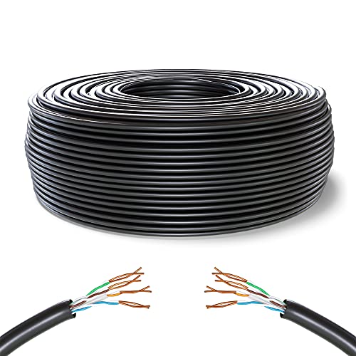 Mr. Tronic 50m Cable de Instalación Red Ethernet Bobina | CAT6, AWG24, CCA, UTP | LAN Gigabit de Alta Velocidad | Conexión a Internet | Ideal para PC, Router, Modem, Switch, TV (50 Metros, Negro)