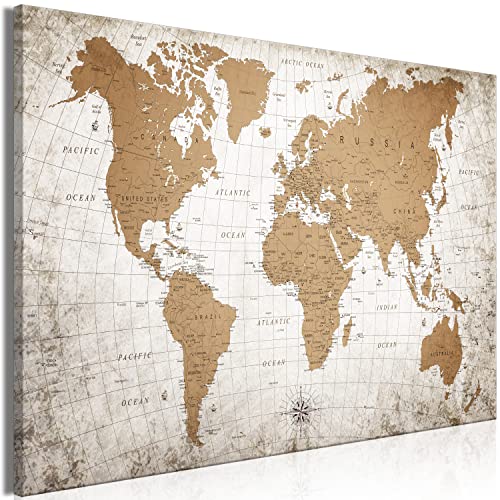 murando Cuadro en Lienzo Mapa del mundo 120x80 cm Impresión de 1 Pieza Tejido no Tejido Artística Imagen Gráfica Decoracion de Pared Abstracto World Map Vintage Continentes k-C-10001-b-a