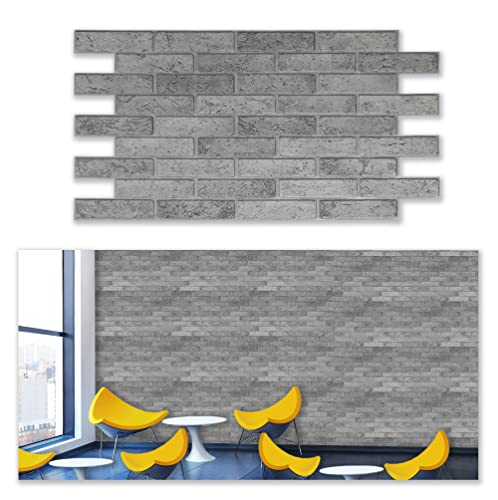 Grace Baltic - Paneles de pared 3D para decoración de pared interior, no adhesivos, finos y elásticos, de PV (10, Ladrillo Gris.)