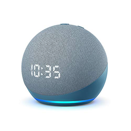 Echo Dot (4.ª generación) | Altavoz inteligente con reloj y Alexa | Azul grisáceo