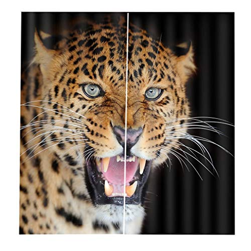 LYOUNG YANGG Cortinas Opacas, Leopard 3D Digital Impresión Estereolava Cortina, Poliéster Actualizar Cortinas Insonorizadas, Sala De Estar, Dormitorio, Decoración del Hogar （W111 x L97 Inch）