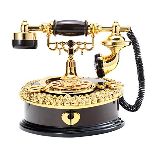 Teléfono fijo retro vintage, antiguo, nostálgico europeo, teléfono de escritorio clásico, para decoración del hogar, cafetería, bar, decoración, color negro