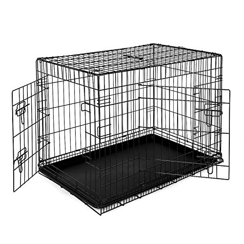 Dibea DC00493, Jaula Plegable de Metal para Perro, Gato y Mascota (2 Puertas), 91 x 58 x 64 cm