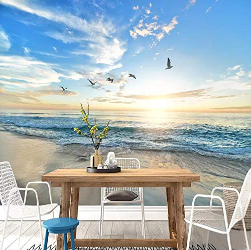 Papel tapiz para murales en 3D Paisaje del mar junto a la playa Papel fotográfico para paredes 3 D Sala de estar Comedor Contexto Decoración de pared, 400 × 280 cm