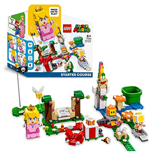 LEGO 71403 Super Mario Pack Inicial: Aventuras con Peach, Figura Interactiva de Princesa, Toad Amarillo, Juguete de Construcción para Niños y Niñas de 6 Años o Más