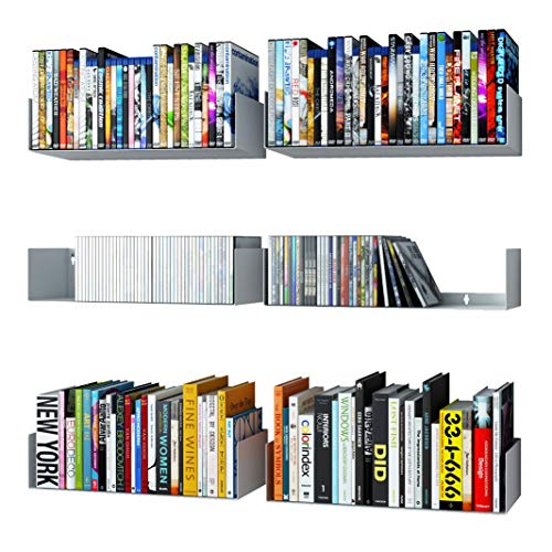 Wallniture U Shape - Estantería de metal para CD y DVD, 6 unidades, color blanco