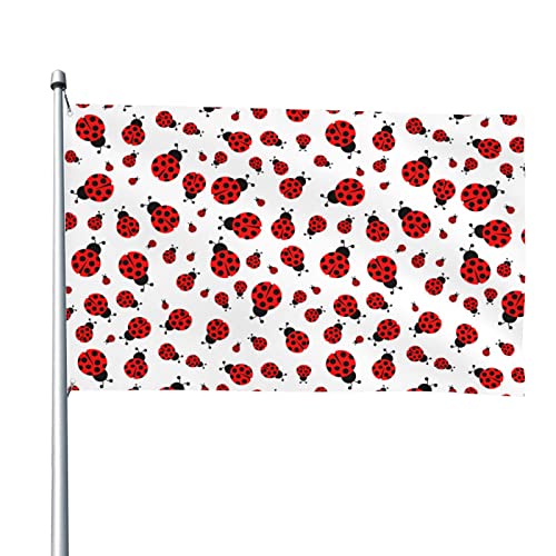 KUPTYEZR Bandera ligera, patrón de mariquitas infinita moteada de 4 x 6 pies con ojales de metal, decoración de jardín al aire libre