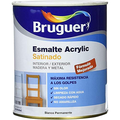 Bruguer - Esmalte Acrlico Satinado Laca Acrylic Blanco Permanente 750 Ml
