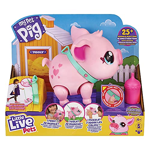Little Live Pets- My Little Pig Pet, cerdito interactivo, una mascota de juguete para cuidar,con sonidos y movimientos,el animalito de juguete camina,baila y come, niños +4 años, Famosa (LPW00000)
