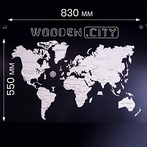 Wooden.City Mapa del Mundo (Talla L) Puzzle de Madera 83 cm x 55 cm