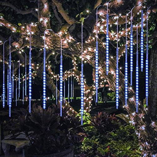 BlueFire Mejorada 50cm 10 Tubos 540 LED de Meteoros Lluvia Luces Guirnalda Luces Led Exterior para Fiesta de Boda Decoración del árbol de Navidad (Azul)